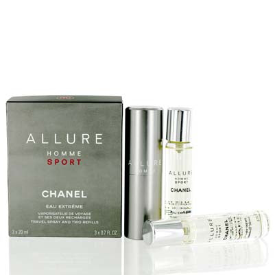 Allure Homme Sport Eau Extreme Chanel Travel Spray And Two Refills 3 X .07 Oz