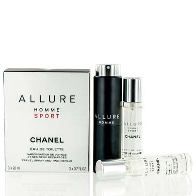 Allure Homme Sport Chanel Travel Spray And Two Refills 3 X .07 Oz