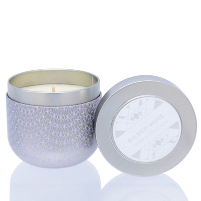 Capri Blue Gilded Muse Citrus And Violet Haze Scneted Candle In Tin 12.5 Oz